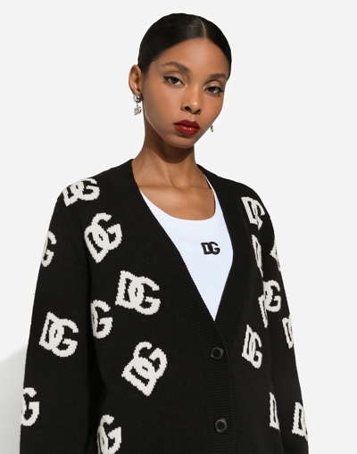 Shop Dolce & Gabbana Cashmere Cardigan With Dg Logo Inlay In Print
