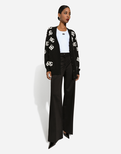 Shop Dolce & Gabbana Cashmere Cardigan With Dg Logo Inlay In Print