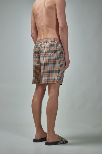 Shop Burberry Check Swim Shorts