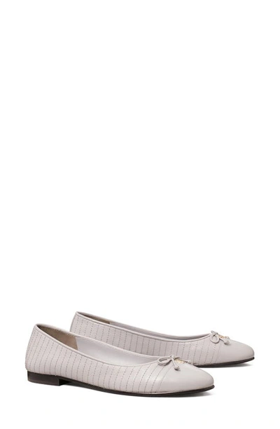 Shop Tory Burch Quilted Cap Toe Ballet Flat In Bay Gray
