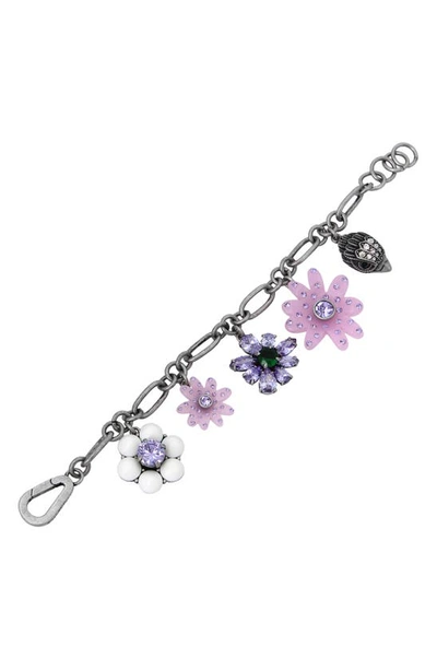 Shop Kurt Geiger Eagle And Daisy Charm Bracelet In Lilac Pink