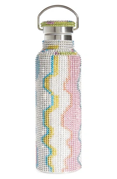 Shop Collina Strada Crystal Embellished Insulated Water Bottle In Wavy Multi