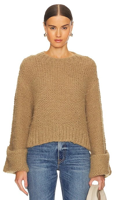 Shop Grlfrnd Open Stitch Knit Sweater In Tan