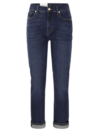 7 For All Mankind Relaxed Skinny Mid-rise Boyfriend Jeans For Women In Dark Denim