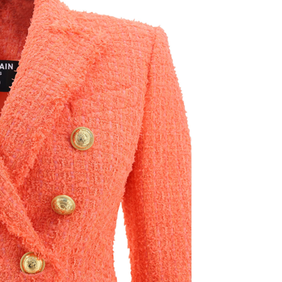 Balmain Stylish Double-breasted Wool Jacket For Women In Pink