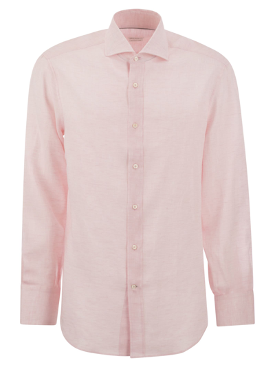 Shop Brunello Cucinelli Basic Fit Linen Shirt