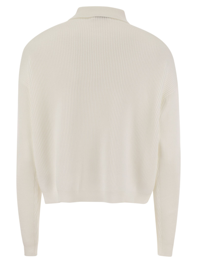 Shop Brunello Cucinelli English Rib Cotton Polo Style Jersey With Jewellery