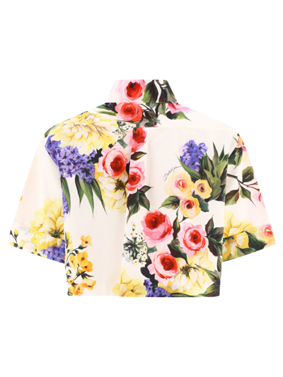 Shop Dolce & Gabbana Cropped Cotton Shirt With Giardino Print