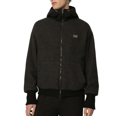 Dolce & Gabbana Grey Wool Blend Bomber Jacket