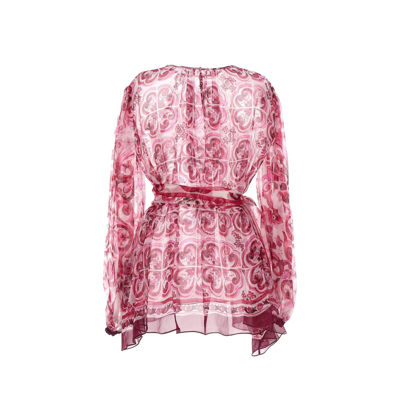 Shop Dolce & Gabbana Majolica Print Belted Blouse