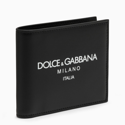 Shop Dolce & Gabbana Dolce&gabbana Black Leather Bi Fold Wallet With Logo