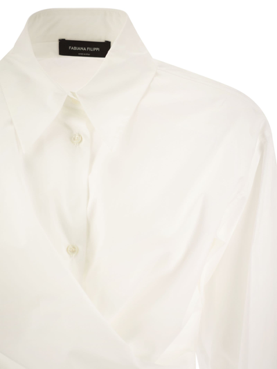 Shop Fabiana Filippi Cropped Shirt In Cotton Poplin