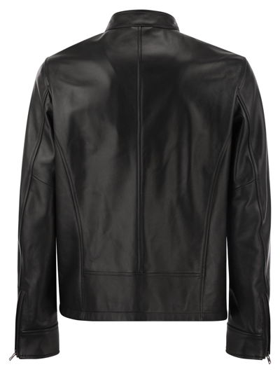 Shop Hogan Leather Biker Jacket