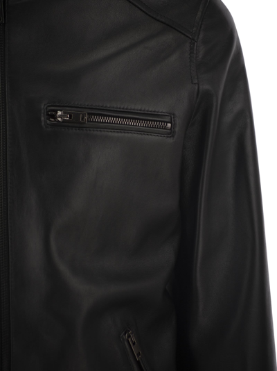 Shop Hogan Leather Biker Jacket
