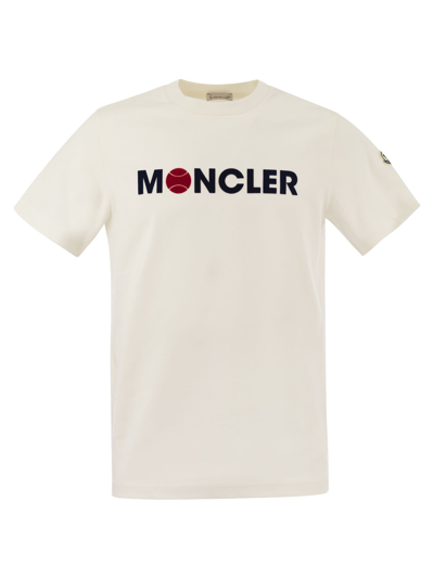 Shop Moncler Flocked T Shirt With Logo