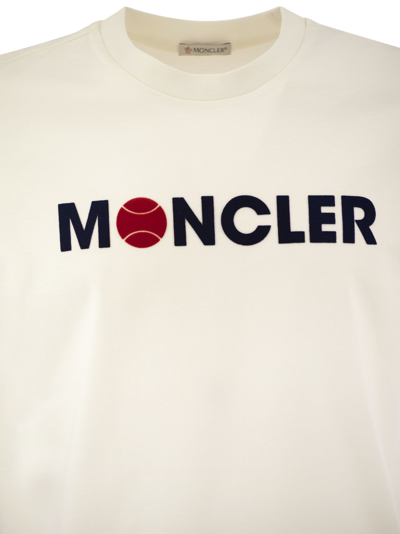 Shop Moncler Flocked T Shirt With Logo