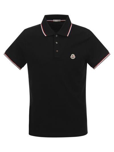 Shop Moncler Polo Shirt With Iconic Felt
