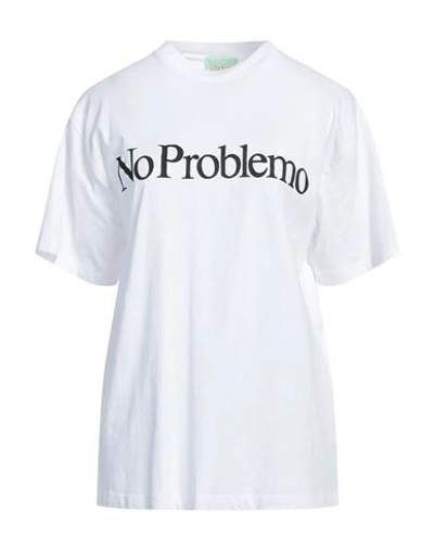 Aries Woman T-shirt White Size M Cotton In White