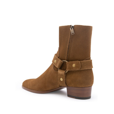 Shop Saint Laurent Wyatt Harness Ankle Boots