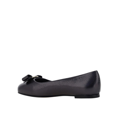 Ferragamo Vanna Vara Bow Ballet Flats In Calf Leather In Black