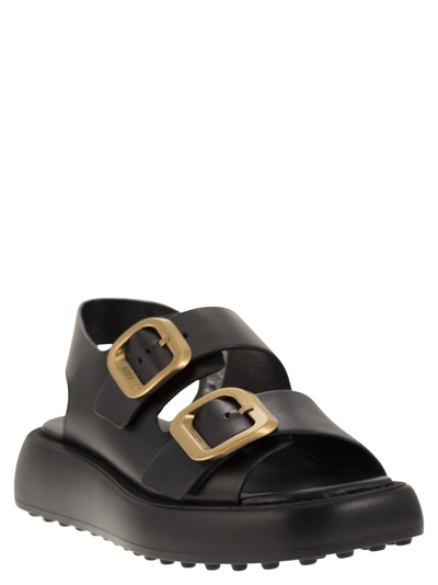 Shop Tod's Leather Sandal With Buckles