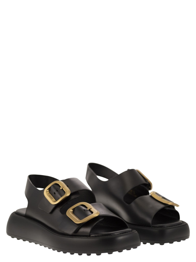 Shop Tod's Leather Sandal With Buckles