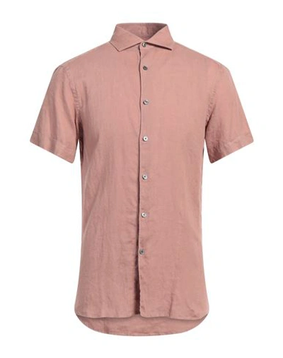 Shop Zegna Man Shirt Pastel Pink Size S Linen