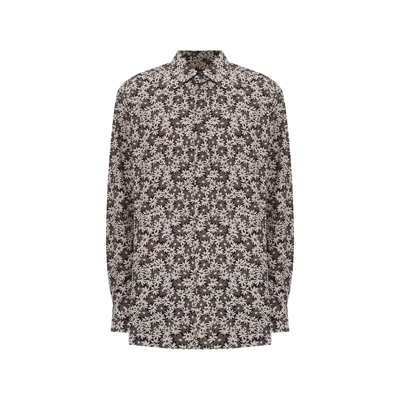 Tom Ford Grey & Taupe Floral Print Shirt