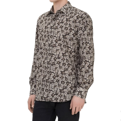 Tom Ford Grey & Taupe Floral Print Shirt