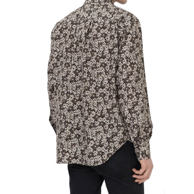 Tom Ford Grey & Taupe Floral Print Shirt