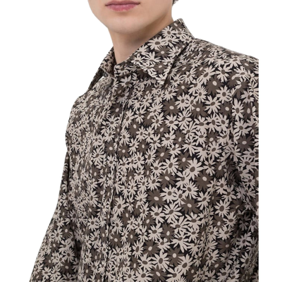 Tom Ford Grey & Taupe Floral Print Shirt