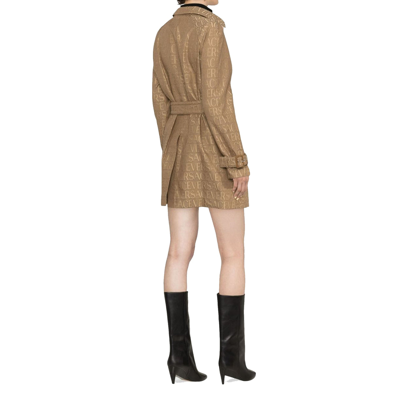 Versace Beige Cotton Coat In Brown