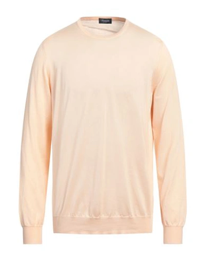Shop Drumohr Man Sweater Apricot Size 44 Cotton In Orange
