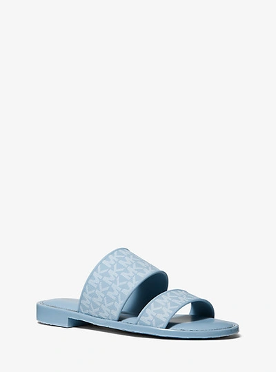 Shop Michael Kors Kennedy Logo Pvc Slide Sandal In Blue
