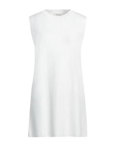 Shop Kaos Woman Mini Dress White Size S Viscose, Polyester
