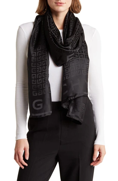 Shop Givenchy Monogram Silk Oblong Scarf In Black