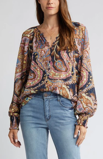 Sanctuary Print Metallic Blouse In Tapestry