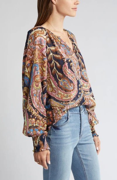Sanctuary Print Metallic Blouse In Tapestry