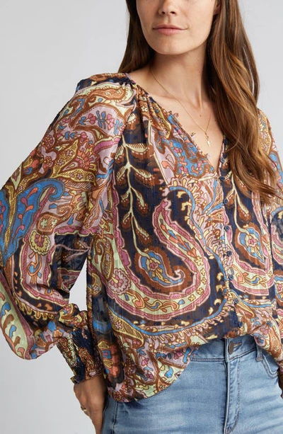 Sanctuary Print Metallic Blouse In Tapestry