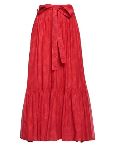 Shop Etro Woman Maxi Skirt Red Size 4 Cotton, Silk