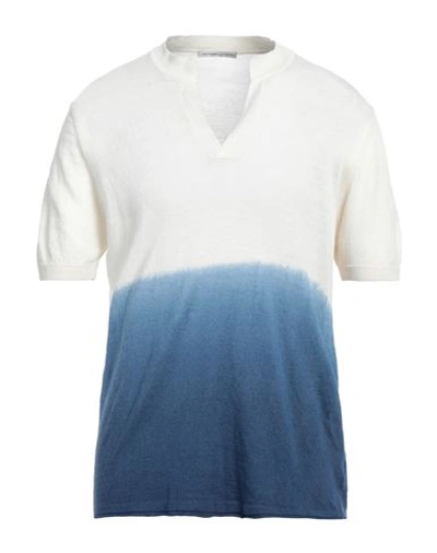 Shop Grey Daniele Alessandrini Man Sweater Navy Blue Size 42 Linen, Cotton