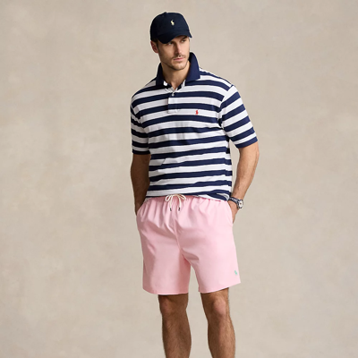 Shop Polo Ralph Lauren Traveler Stretch Classic Swim Trunk In Garden Pink