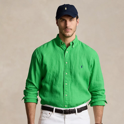Shop Polo Ralph Lauren Lightweight Linen Shirt In Classic Kelly