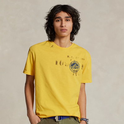 Shop Ralph Lauren Classic Fit Jersey Graphic T-shirt In Canary Yellow