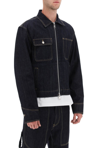 Shop Alexander Mcqueen Denim Jacket With Zipper Men In Blue