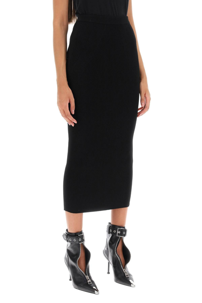 Shop Alexander Mcqueen Ribbed-knit Pencil Skirt Women In Black