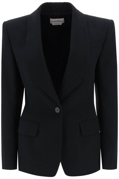 Shop Alexander Mcqueen Upside-down Lapel Jacket Women In Black
