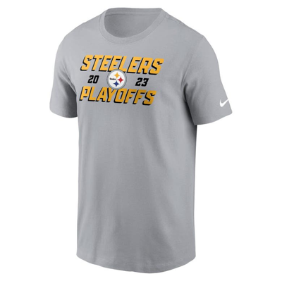 Shop Nike Gray Pittsburgh Steelers 2023 Nfl Playoffs Iconic T-shirt