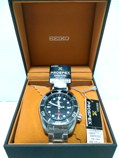 Pre-owned Seiko Prospex Sbpk003 Sumo Gmt Black Dial Scuba Diver 200m Solar Sapphire Watch