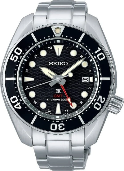 Pre-owned Seiko Prospex Sbpk003 Sumo Gmt Black Dial Scuba Diver 200m Solar Sapphire Watch